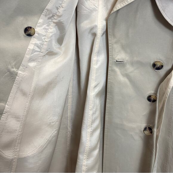 Anthropologie Ruffled Trench Coat Tan Khaki Midi - Picture 10 of 14